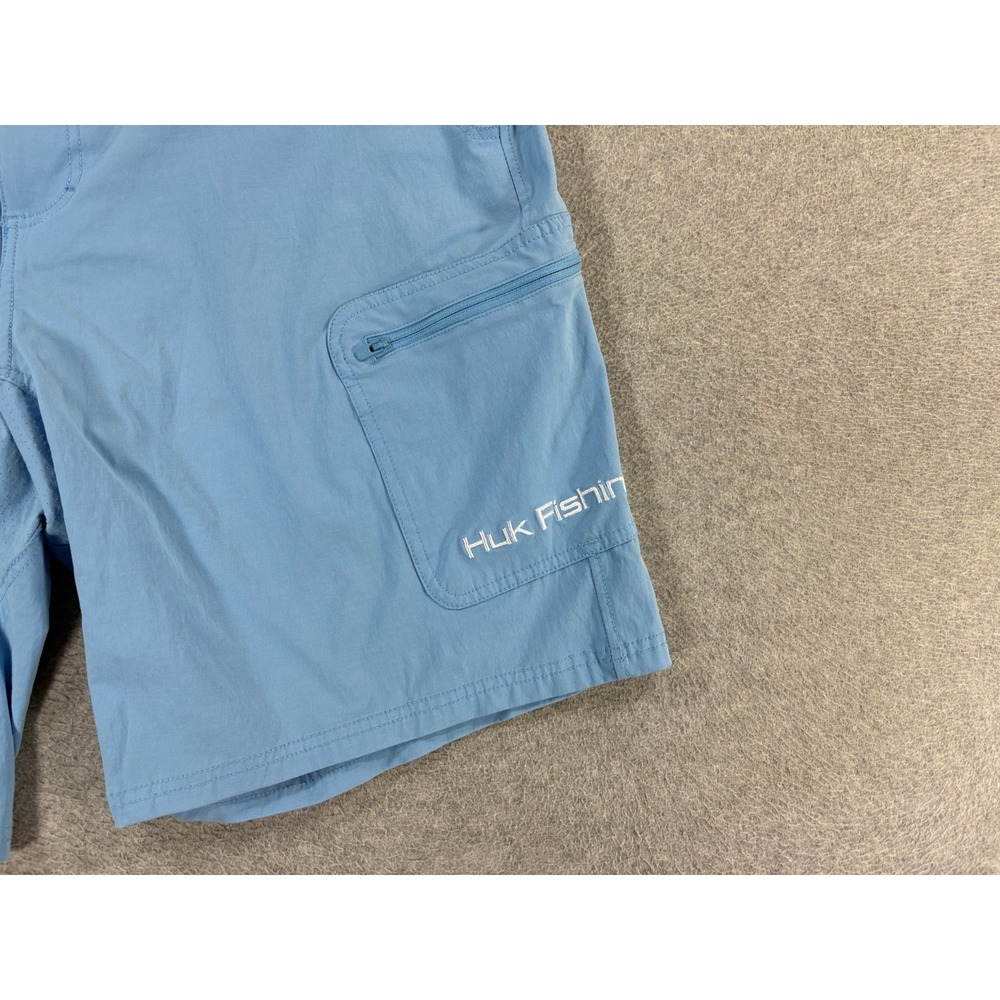 HUK Performance Fabrics Cargo Fishing Shorts (Men's XL) Blue - 10" - Picture 2 of 10